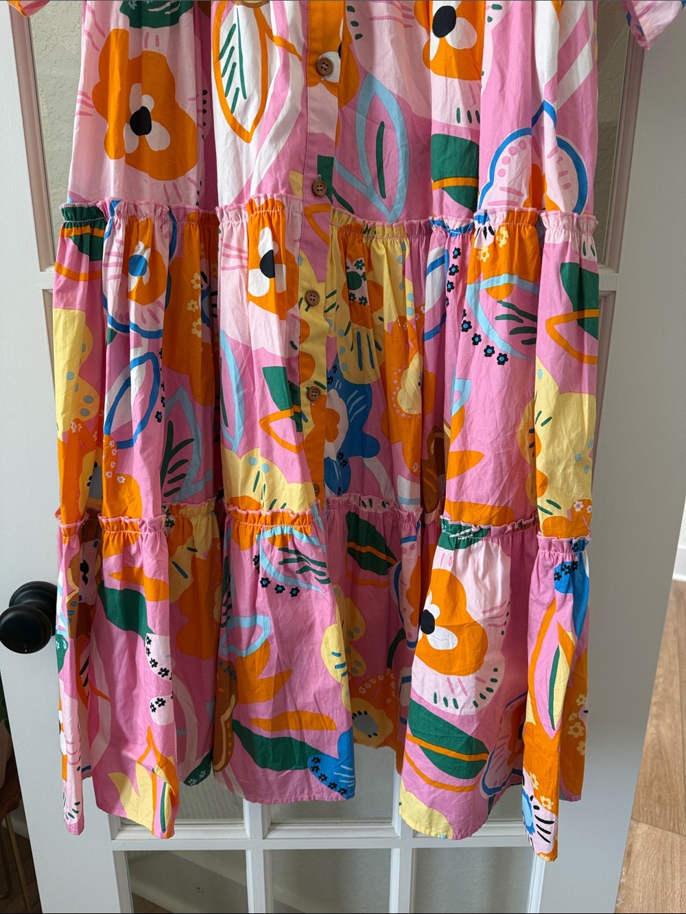 Karlie Pink Floral Tiered Button-Front Midi Dress - Picture 5 of 6